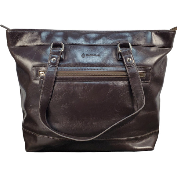 Franklin‎ Covey Shoulder Bag Womens Brown Faux Leather Double Handle Zip Closure - Picture 1 of 9